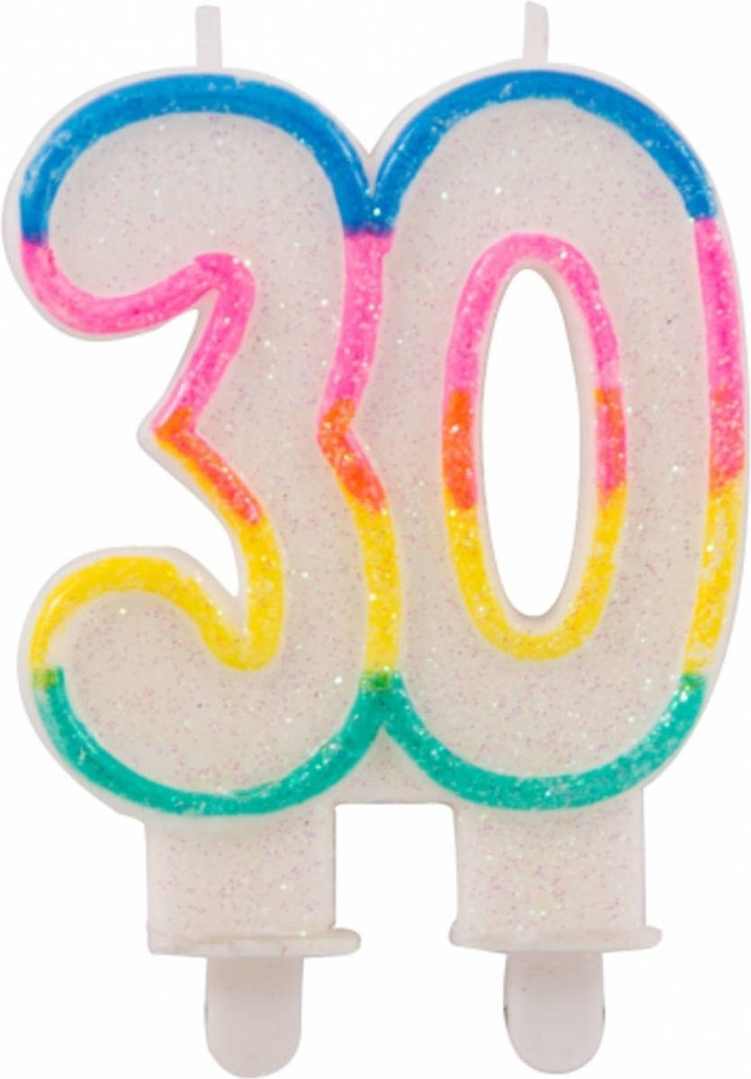 Folat Glitter Cijferkaars 30 Jaar - Taartkaarsen
