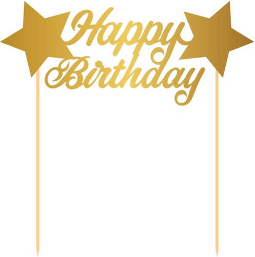 Folat Taart Topper Happy Birthday Goud - Taartdecoraties