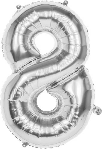 Boland Folieballon Cijfer 8 Latex Zilver 86 Cm