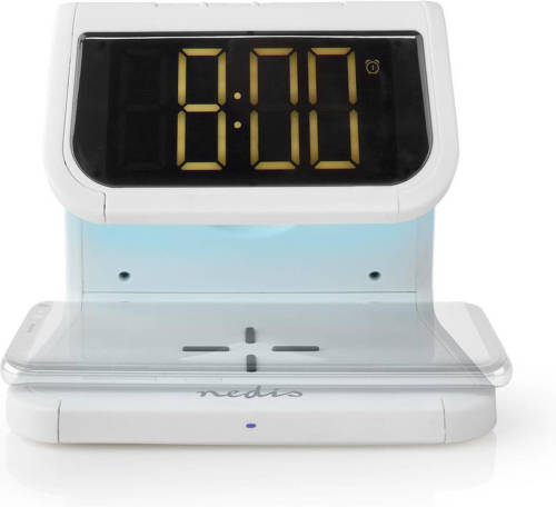 Nedis Wekker | Draadloze Lader | Qi-gecertificeerd | Meerkleurige Nachtlamp | Wit