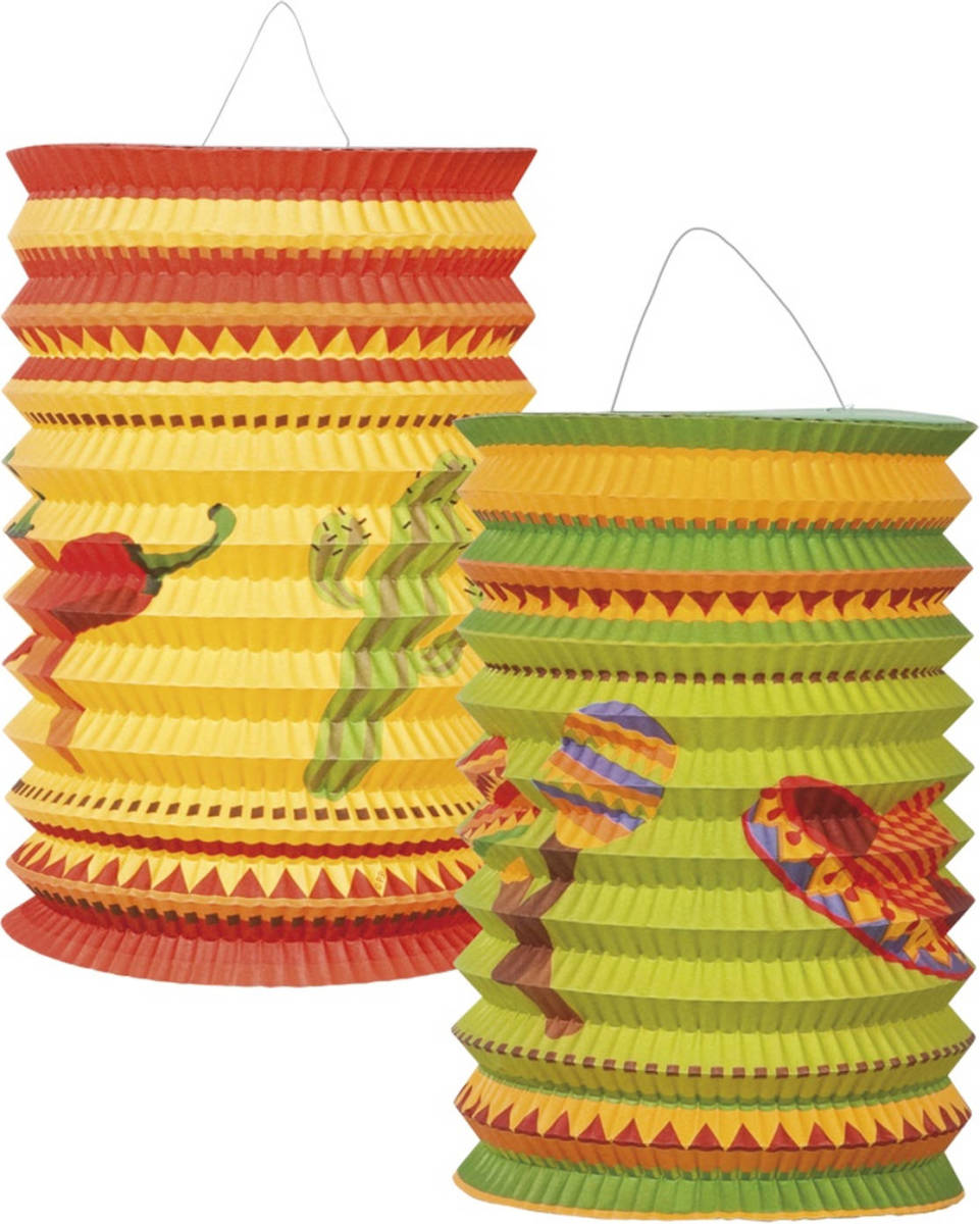 Boland Lampionnen Mexico Fiesta 16 Cm 2 Stuks Multicolor