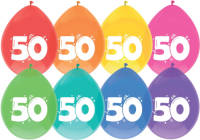 "Haza Original Ballonnen Multicolor Met Opdruk """"50"""" 30 Cm 8 Stuks"