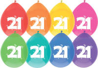 "Haza Original Ballonnen Multicolor Met Opdruk """"21"""" 30 Cm 8 Stuks"