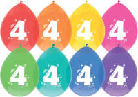 "Haza Original Ballonnen Multicolor Met Opdruk """"4"""" 30 Cm 8 Stuks"