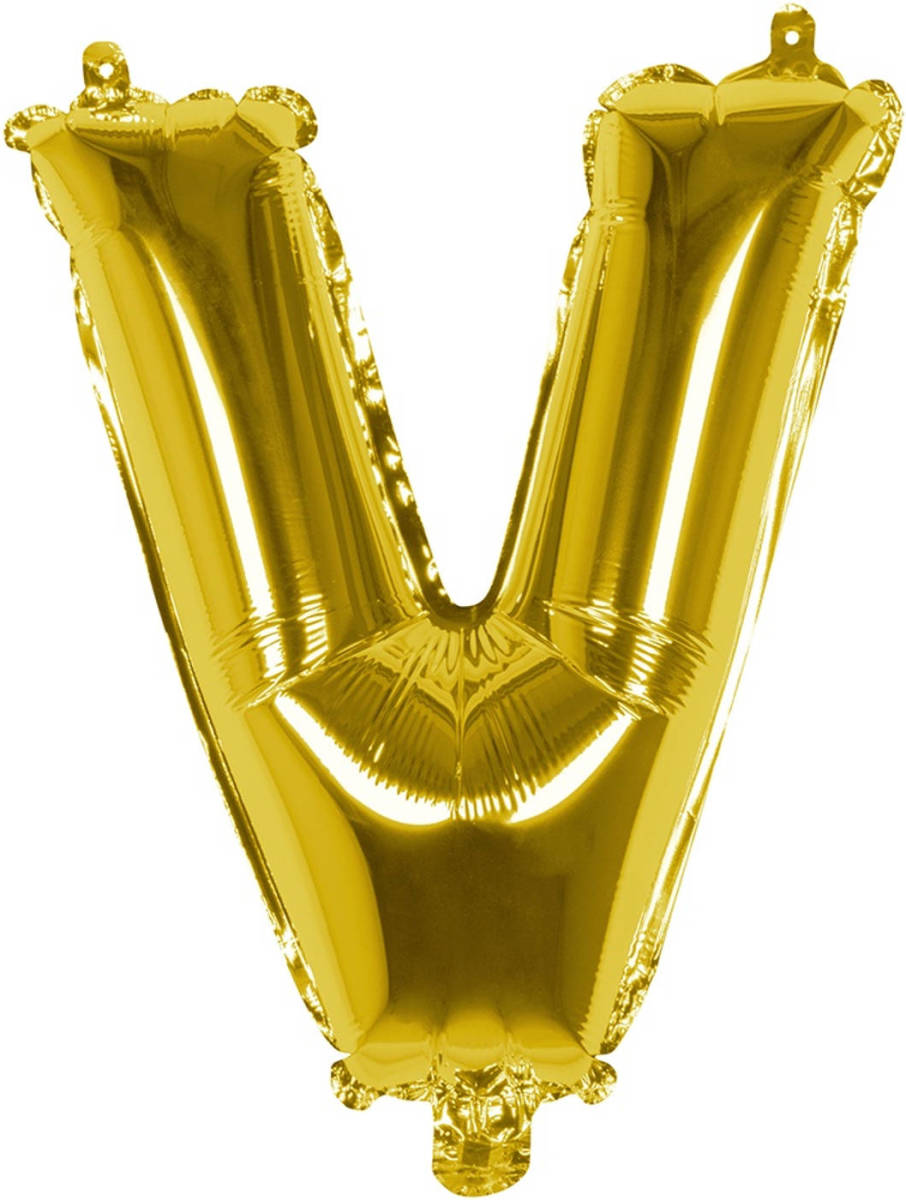 Boland Folieballon Letter V 36 Cm Goud