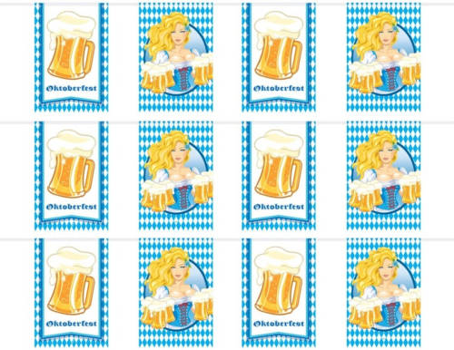 Folat Oktoberfest 3x Beierse/bayern Print Rechthoekige Vlaggenlijn/slinger 10 Meter Feestversiering - Vlaggenlijnen