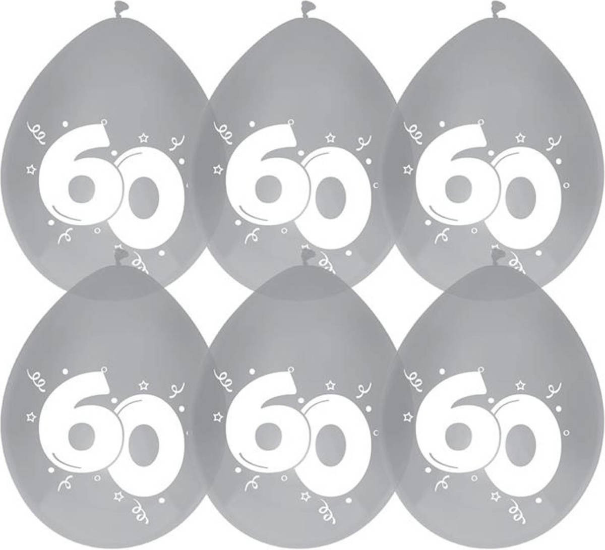 Haza Original Ballonnen ''60'' 30 Cm 6 Stuks Grijs