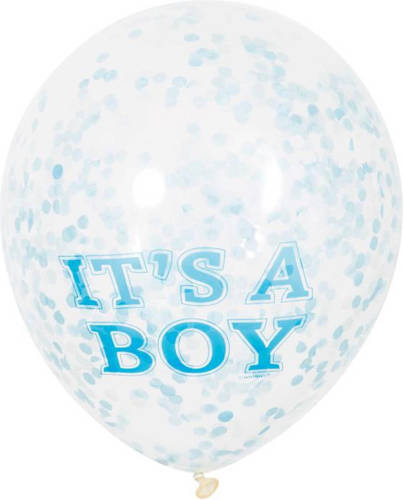 Haza Original Ballon It's A Boy Latex Blauw/transparant 6 Stuks