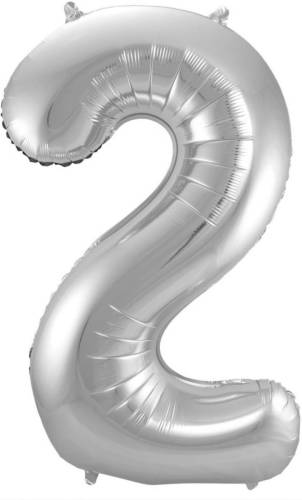 Folat Folieballon Cijfer 2 Junior 86 Cm Zilver