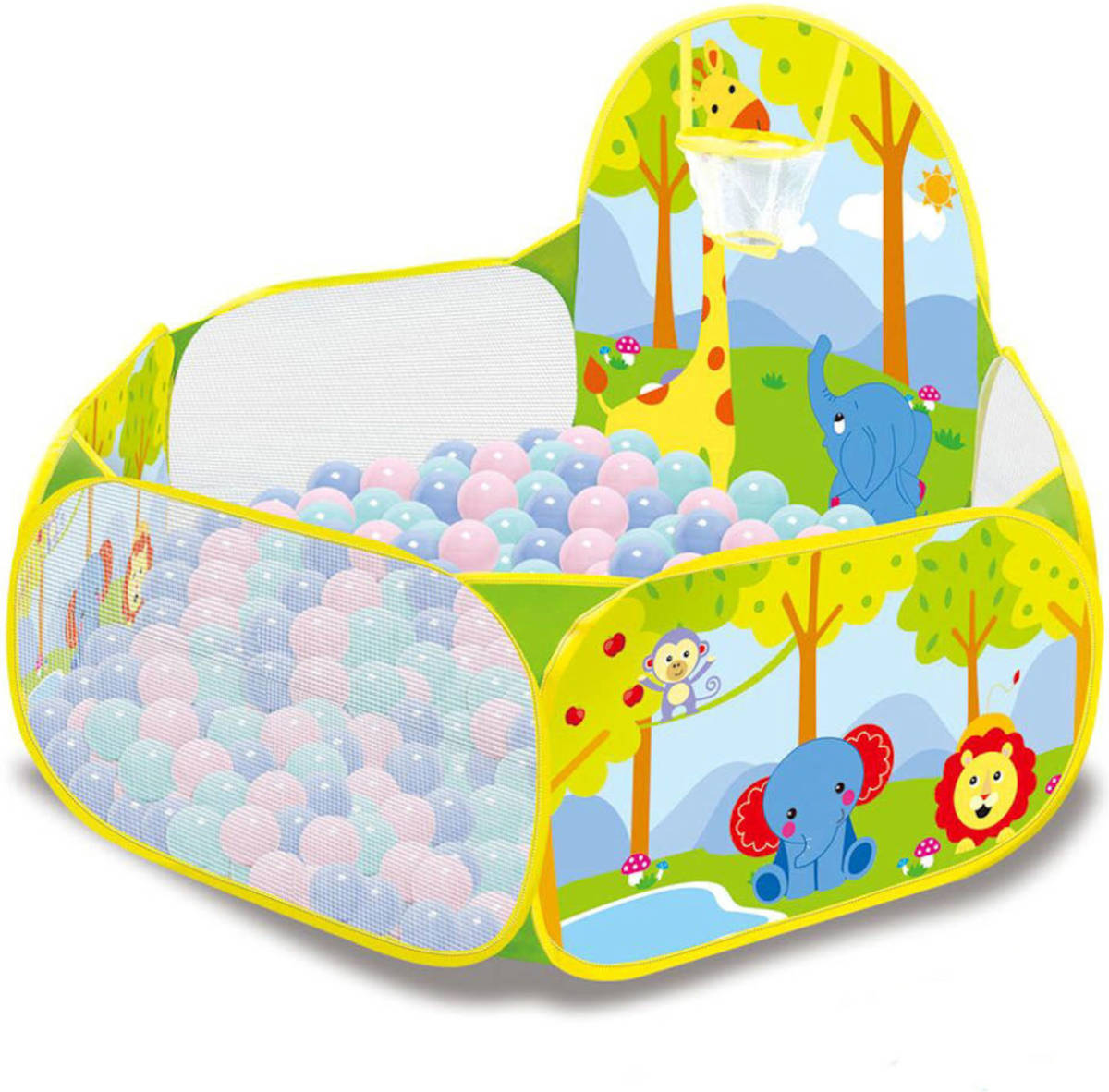 Decopatent Ballenbak Met Basketbal Net En Inclusief 100 Ballen - Baby Speelgoed