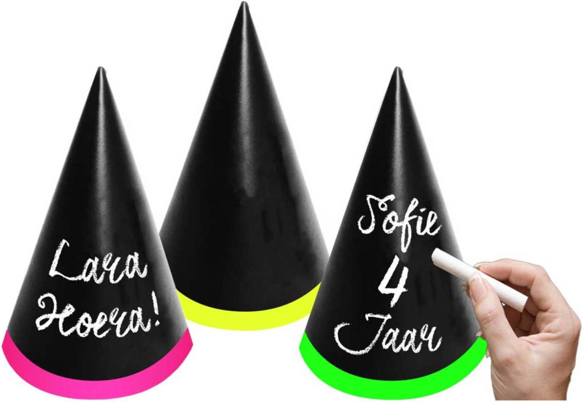 Folat Feesthoedjes Beschrijfbaar 18 Cm Karton Zwart 6 Stuks