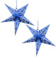 Bellatio Decorations 2x Decoratie Kerstster Lampionnen Blauw 60 Cm - Hangdecoratie