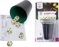 Longfield Games 2x Dobbelset Beker Inclusief 6 Dobbelstenen En Yahtzee Scoreblok - Dobbelspel - Dobbelspellen