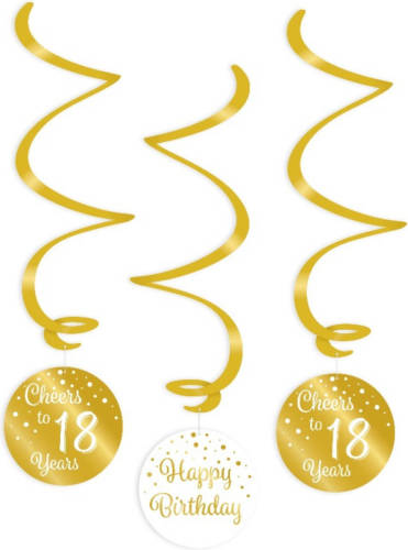 Paper Dreams Swirlslingers 18 Jaar 70 Cm Goud/wit 3 Stuks