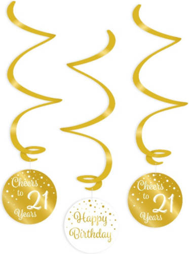 Paper Dreams Swirlslingers 21 Jaar 70 Cm Goud/wit 3 Stuks