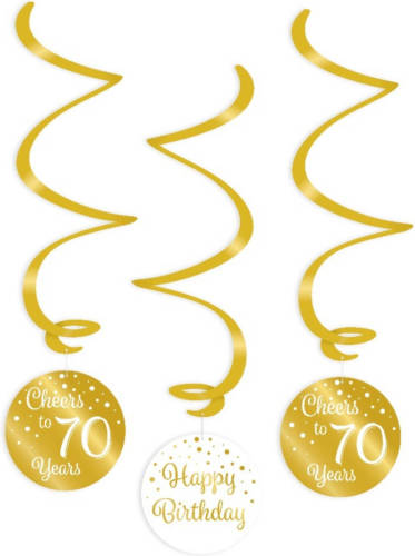 Paper Dreams Swirlslingers 70 Jaar 70 Cm Goud/wit 3 Stuks