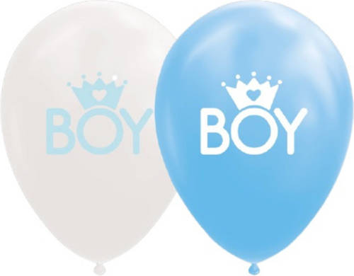 Globos Ballonnen Baby Boy 12 Cm Latex Blauw/wit 8 Stuks
