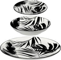 4Goodz Porseleinen Servies 6 Persoons 18 Delig - Palm Zwart