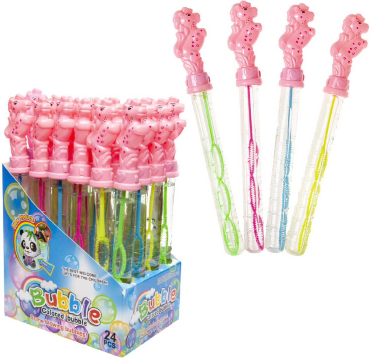 Decopatent ® Uitdeelcadeaus 24 Stuks Unicorn Bellenblaas Staaf 25cm