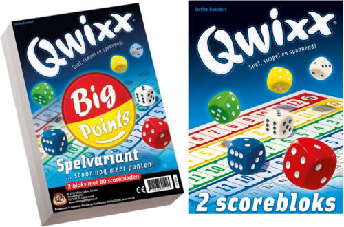 White Goblin Games Spellenbundel - 2 Stuks - Dobbelspel - Qwixx Big Points & 2 Extra Scoreblocks