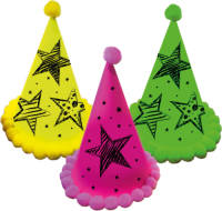 Folat Feesthoedjes 14 Cm Karton Paars/geel/groen 3 Stuks