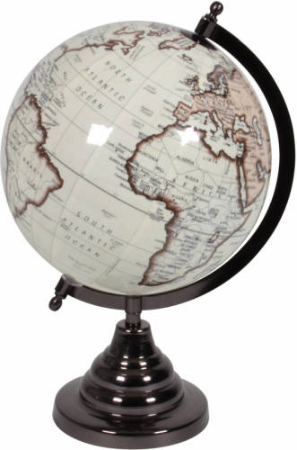 Lesli Living Vintage Look Wereldbol Op Houten Voet 20 Cm - Wereldbollen