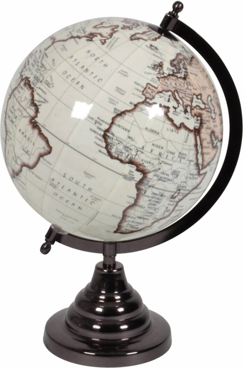 Lesli Living Vintage Look Wereldbol Op Houten Voet 20 Cm - Wereldbollen