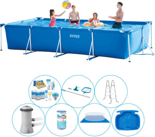 Alles In 1 Zwembad Pakket - 8-delig - Intex Frame Pool Rechthoekig 450x220x84 Cm