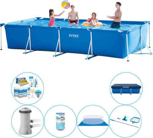 Zwembad Met Accessoires - Intex Frame Pool Rechthoekig 450x220x84 Cm