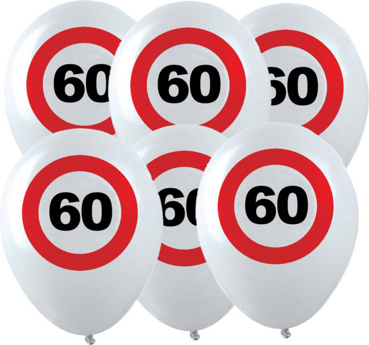 Bellatio Decorations 12x Leeftijd Verjaardag Ballonnen Met 60 Jaar Stopbord Opdruk 28 Cm - Ballonnen