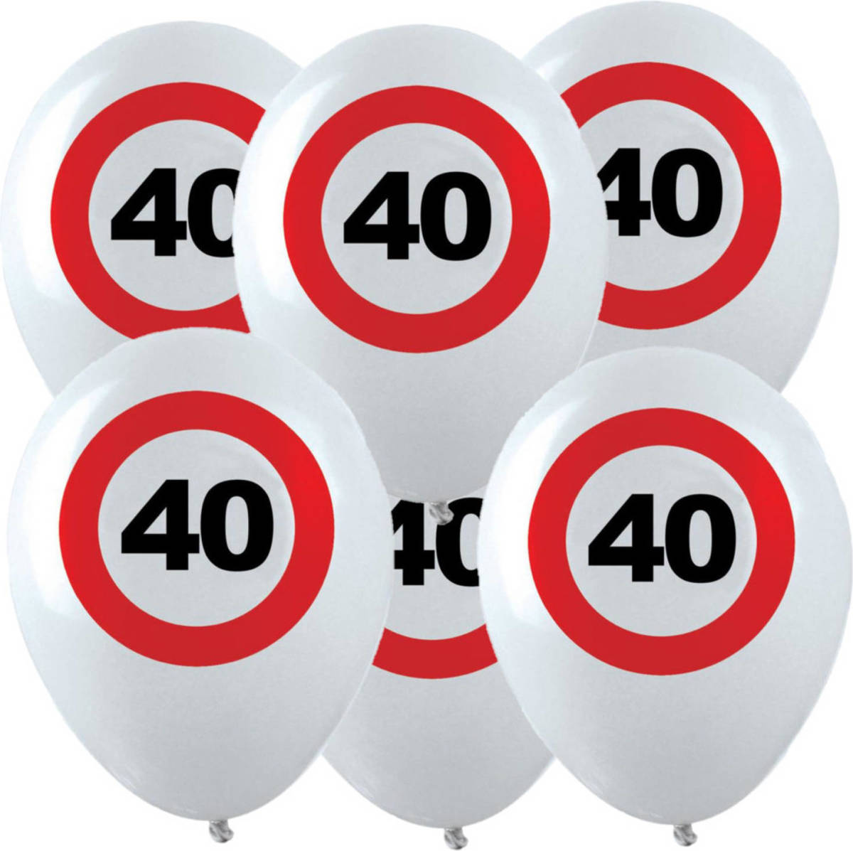 Bellatio Decorations 12x Leeftijd Verjaardag Ballonnen Met 40 Jaar Stopbord Opdruk 28 Cm - Ballonnen