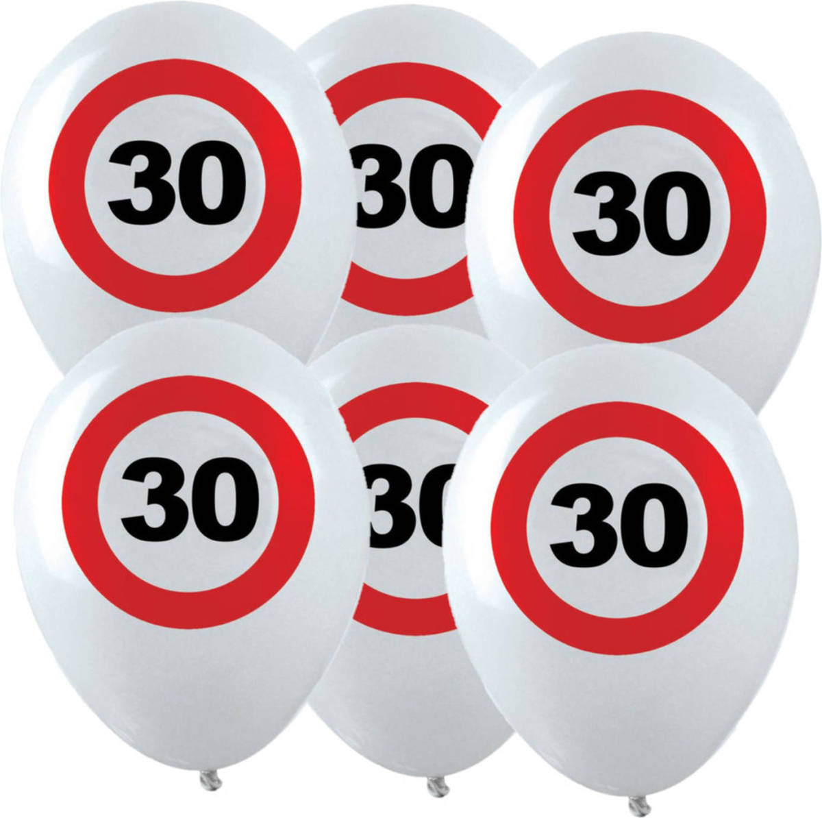 Bellatio Decorations 12x Leeftijd Verjaardag Ballonnen Met 30 Jaar Stopbord Opdruk 28 Cm - Ballonnen