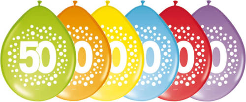 Folat 8x Stuks Verjaardag Leeftijd Ballonnen 50 Jaar Thema 29 Cm - Ballonnen