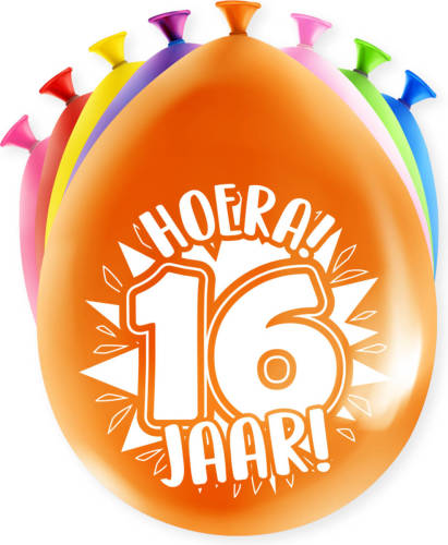 Paper Dreams Ballonnen Party 16 Jaar 18,5 X 11 Cm Latex 8 Stuks