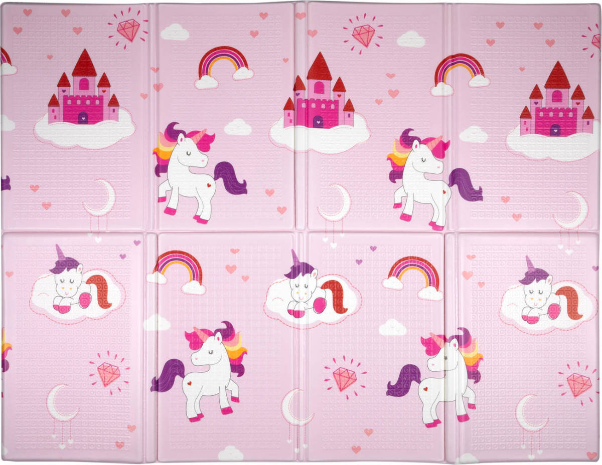 Let's Play Speelkleed - Speelmat - Luiermat - Opvouwbaar - Hypo-allergeen - 90 X 120 X 0,8 Cm - Eenhoorns En Regenbogen