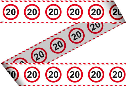 Folat Afzetlint 20 Jaar Verkeersbord 15 Meter Wit/rood