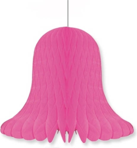 Bellatio Decorations 1x Kerstversiering Fuchsia Kerstklokken Lampionnen 20 Cm - Hangdecoratie