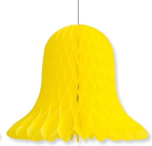 Bellatio Decorations 1x Kerstversiering Gele Kerstklokken Lampionnen 20 Cm - Hangdecoratie