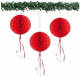 Bellatio Decorations 3 Papieren Kerst Decoratie Ballen Rood 30 Cm - Hangdecoratie