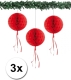 Bellatio Decorations 3 Papieren Kerst Decoratie Ballen Rood 30 Cm - Hangdecoratie