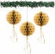 Bellatio Decorations 3 Papieren Kerst Decoratie Ballen Goud 30 Cm