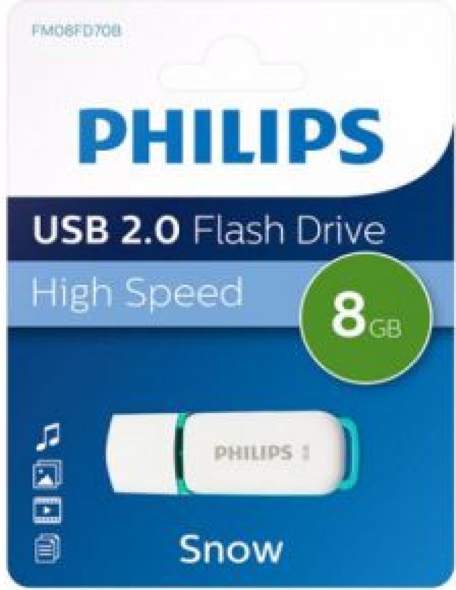 Philips FM08FD70B USB flash drive 8 GB USB Type-A 2.0 Turkoois, Wit
