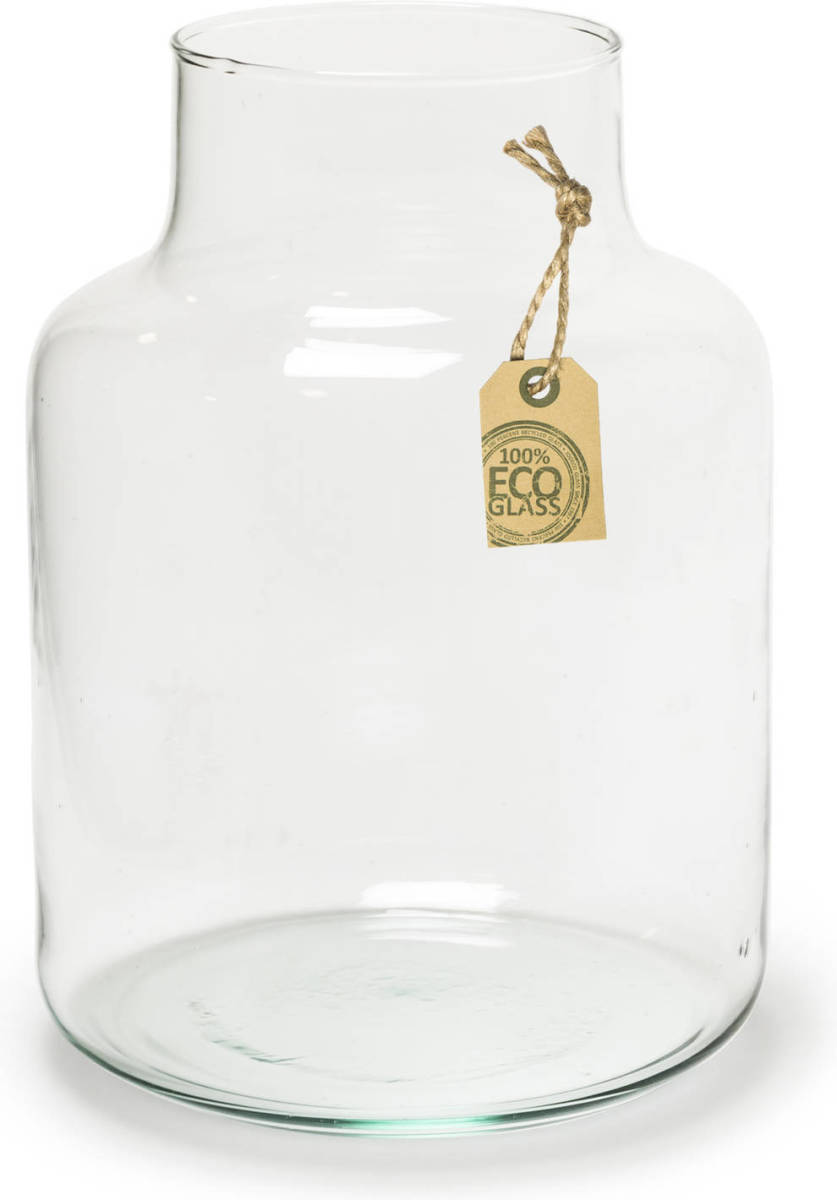 Bellatio Design Transparante Melkbus Vaas/vazen Van Eco Glas 14 X 20 Cm - Vazen