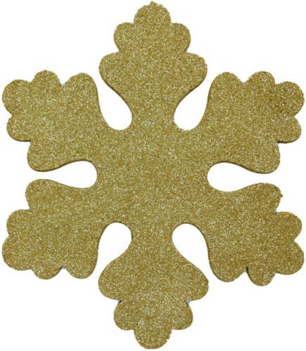 Bellatio Decorations 2x Gouden Decoratie Sneeuwvlokken Van Foam 25 Cm - Hangdecoratie