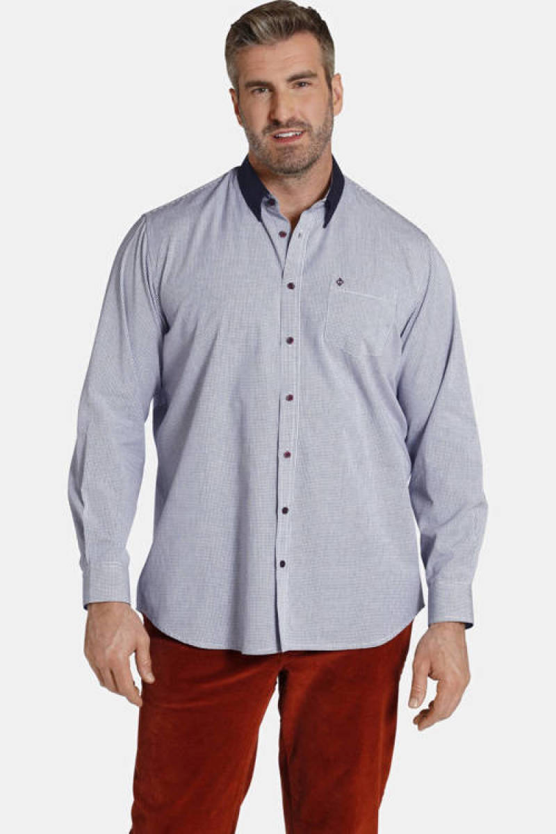 Charles Colby +FIT Collectie geruit overhemd DUKE ARAWN blauw