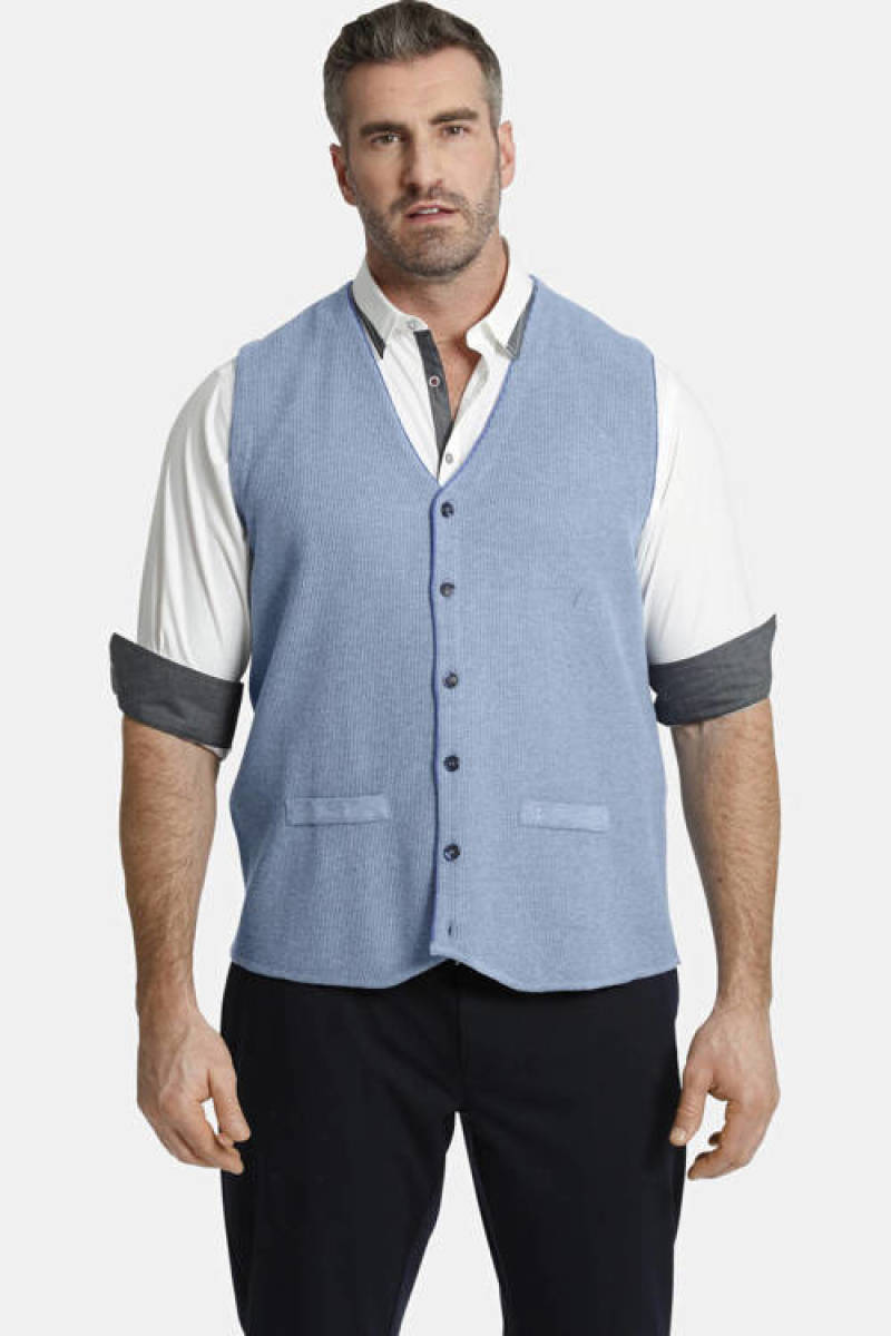 Charles Colby gebreid vest KEVAN blauw