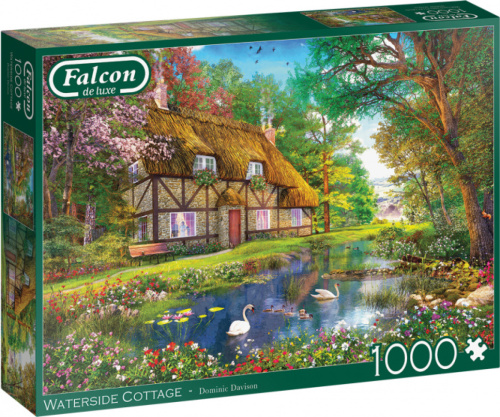 Falcon legpuzzel Waterside Cottage karton groen 1000 stukjes