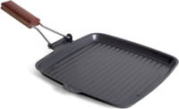 San Ignacio Zwarte Grillpan Koekenpan 26 Cm Met Anti-aanbak Laag En Houten Handvat - Grilpannen