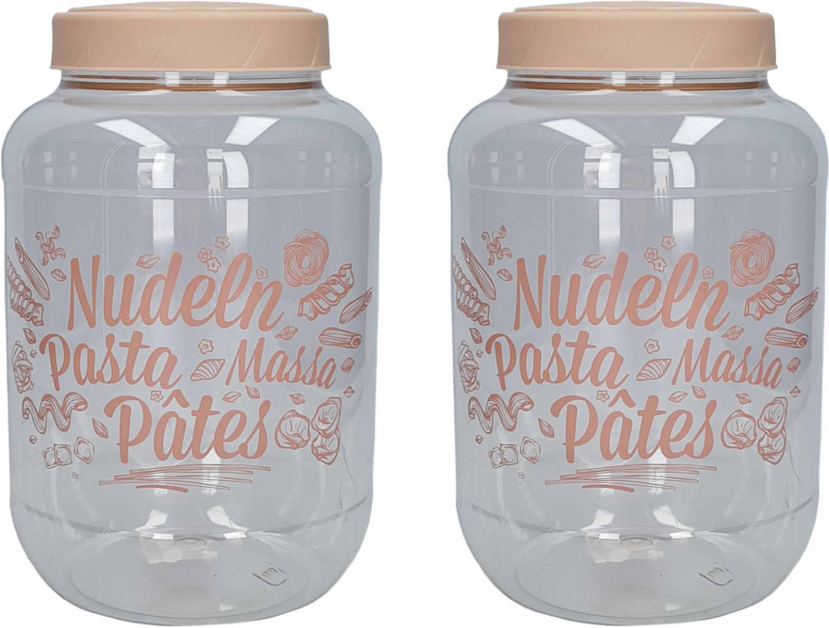 Hega Hogar Pasta Voorraadpot/bewaarpot Roze Deksel 3700 Ml Kunststof 15,5 X 25 Cm - Voorraadpot