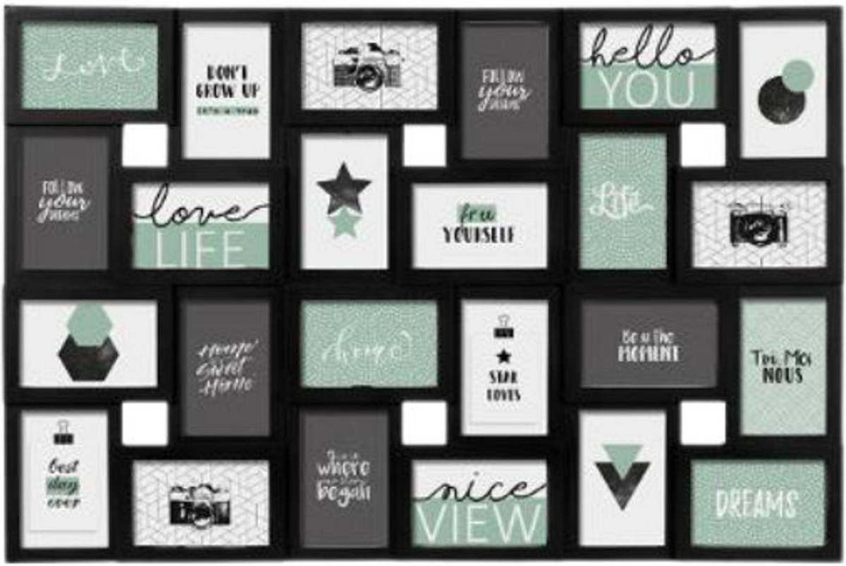 Decopatent ® Xl Fotolijst Collage Voor 24 Foto's Van 10x15 En 15x10 Cm